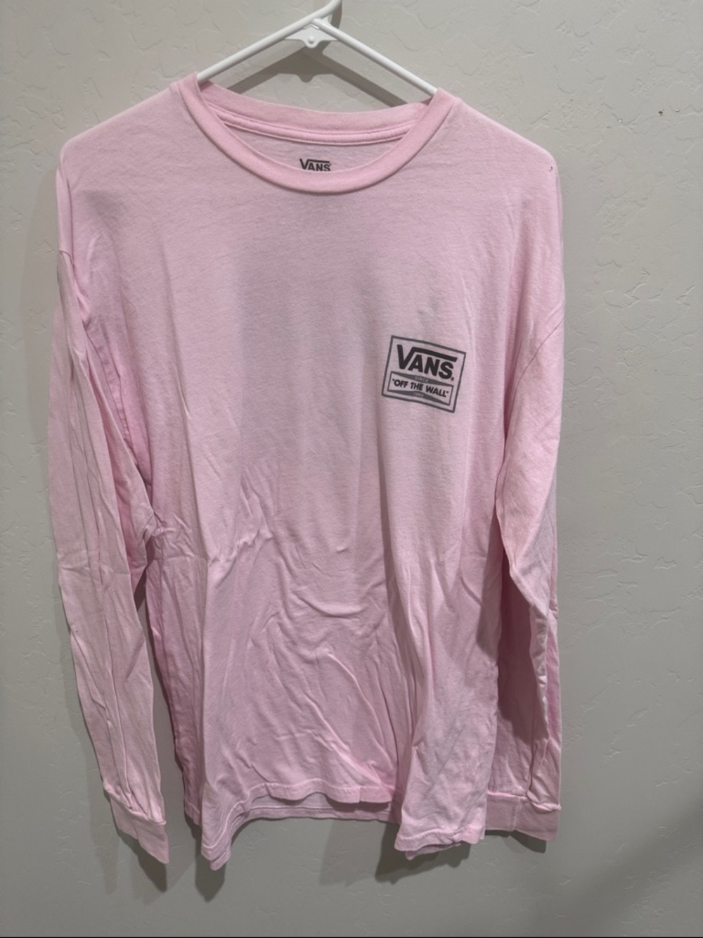 Vans Light Pink Long Sleeve Shirt with Chest Logo